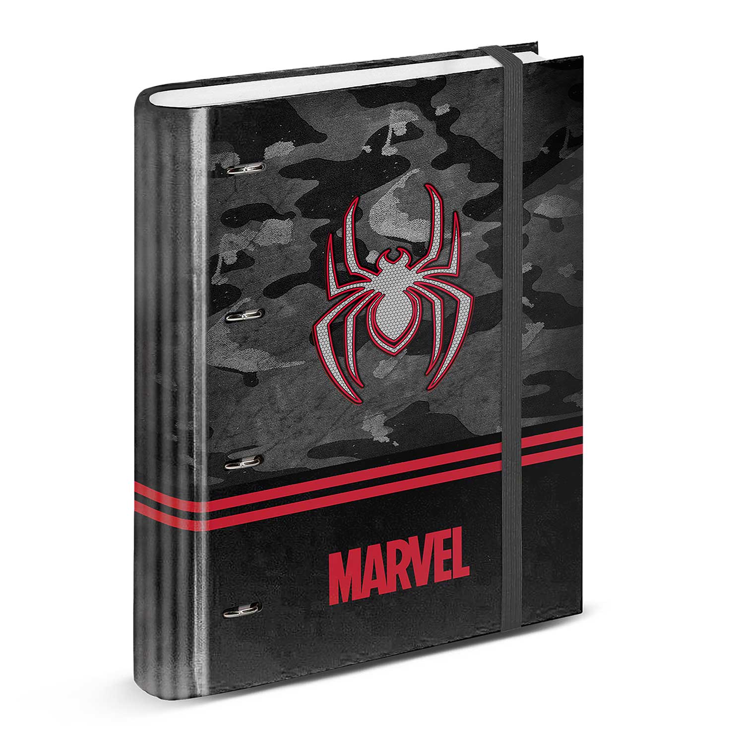 4 Rings Binder Striped Paper Spiderman Dark